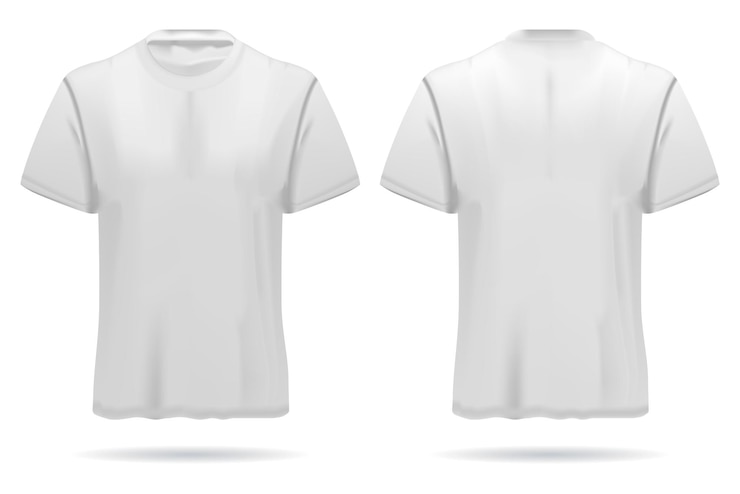 Vetor grátis camiseta branca realista isolada na frente e atrás