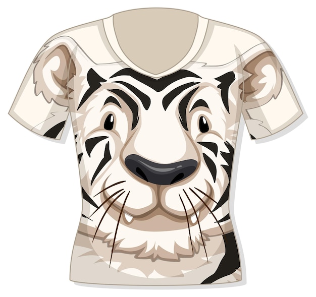 Vetor grátis camiseta com estampa de tigre branco