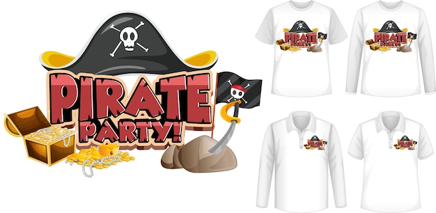 Camiseta com ícone de festa pirata