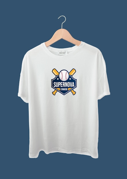 Vetor grátis camiseta retrô duotone supernova strikers de beisebol
