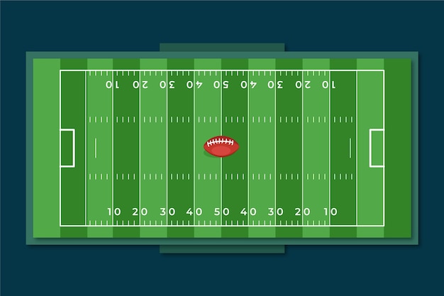 Campo de futebol americano plano em vista superior