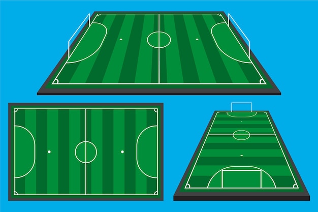 Campo de futsal em diferentes perspectivas