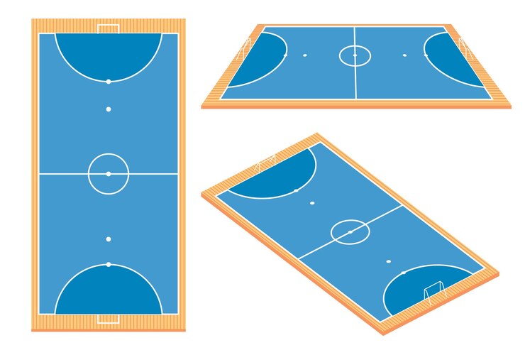 Vetor grátis campo de futsal em diferentes perspectivas