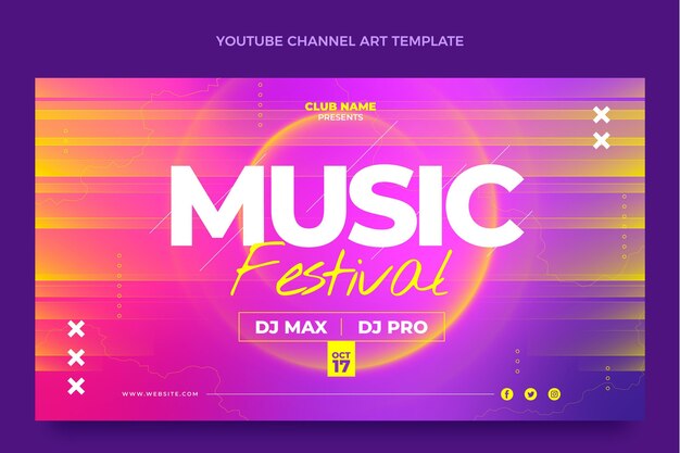 Canal do youtube do festival de música gradiente colorido