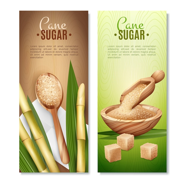 Vetor grátis cane sugar banners set