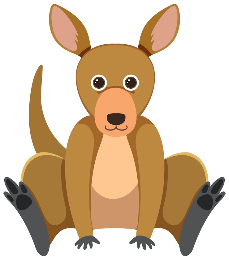 Vetor grátis canguru bonito em estilo cartoon plana