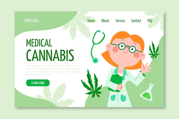 Vetor grátis cannabis medicinal - página de destino