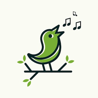 Canto de pássaro nota cantando música natureza ícone linha contorno design de logotipo
