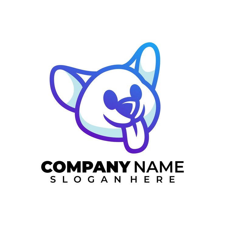 Vetor grátis cão bonito animal de estimação moderno lineart ou logotipo de contorno
