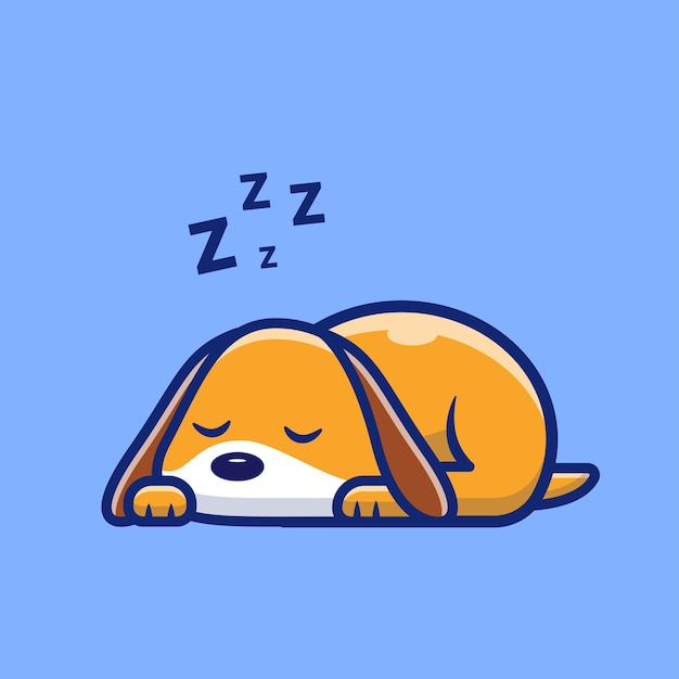 Cão bonito dormir ilustração do ícone do vetor dos desenhos animados natureza animal conceito de ícone isolado vetor plano