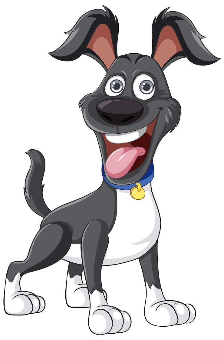 Vetor grátis cão bonito e excitado sorrindo e balançando a cauda