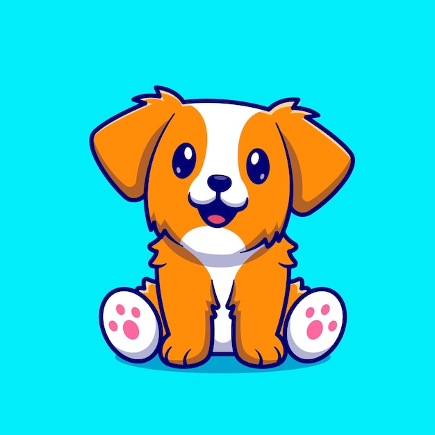 Vetor grátis cão bonito sentado dos desenhos animados ilustração de ícone de vetor de natureza animal conceito de ícone isolado plano
