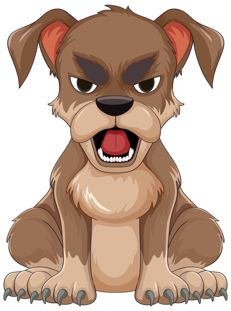 Vetor grátis cão de desenho animado zangado mostrando dentes