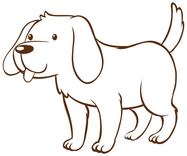 Cão em estilo simples doodle no fundo branco