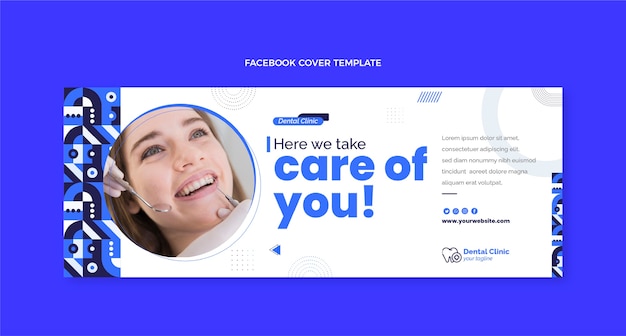 Vetor grátis capa de facebook de clínica odontológica de design plano