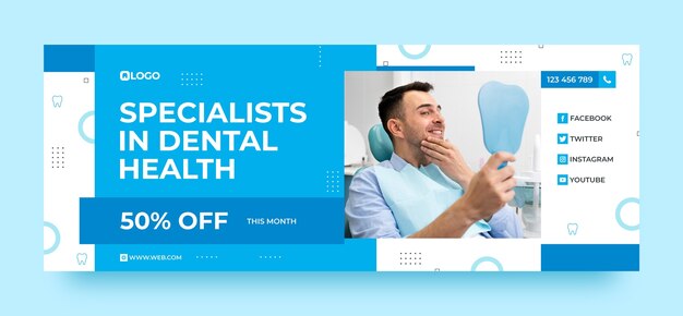 Capa de facebook de clínica odontológica de design plano