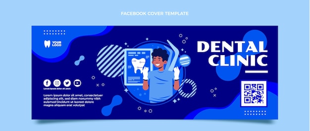 Vetor grátis capa de facebook de clínica odontológica desenhada à mão