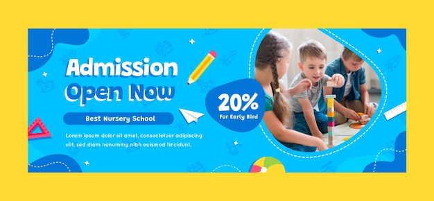 Capa de facebook de creche de design plano