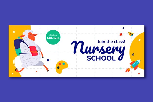 Capa de facebook de creche de design plano