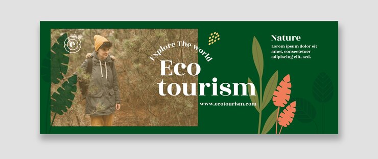 Vetor grátis capa de facebook de ecoturismo de design plano