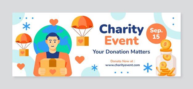 Capa de facebook de evento de caridade mínima plana