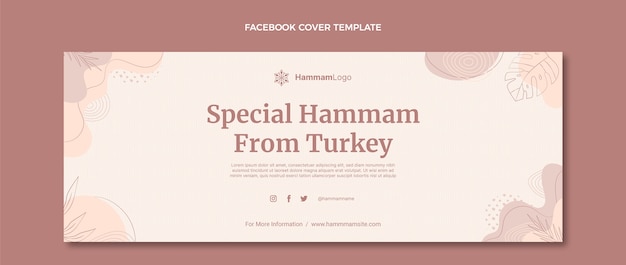 Capa de facebook de hammam de contorno desenhado à mão