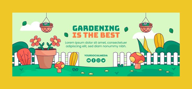 Capa de facebook de jardinagem desenhada à mão