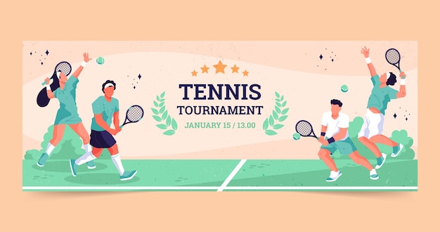 Capa de facebook de jogo de tênis desenhada a mão