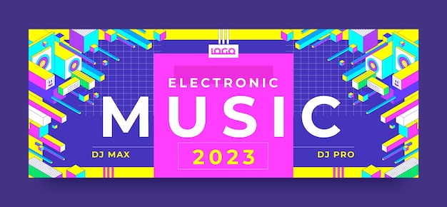 Vetor grátis capa de facebook de música eletrônica de design plano