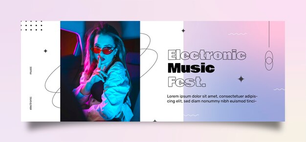 Capa de facebook de música eletrônica gradiente
