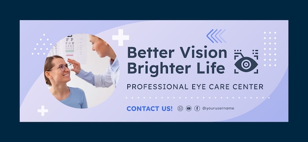 Capa de facebook de oftalmologista de design plano