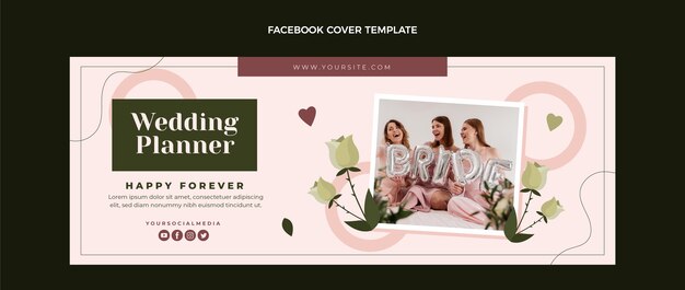 Capa de facebook de planejador de casamento de design plano