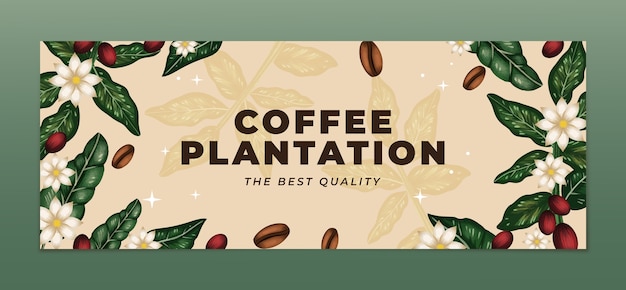 Capa de facebook de plantação de café em aquarela