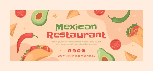Capa de facebook de restaurante mexicano desenhada à mão