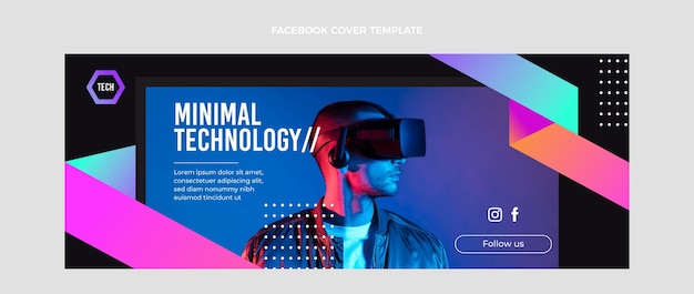 Capa de facebook de tecnologia mínima de design plano