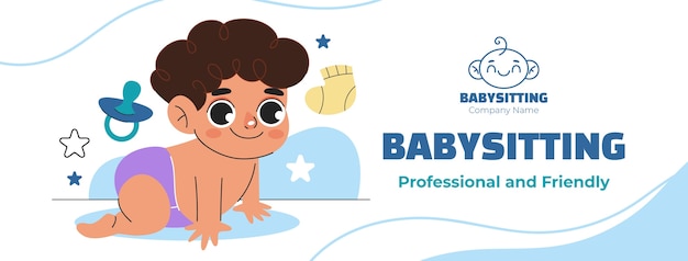 Vetor grátis capa de facebook de trabalho de babá desenhada à mão