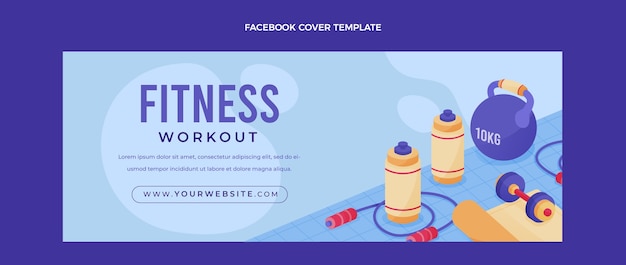 Capa de facebook de treino de fitness de design plano