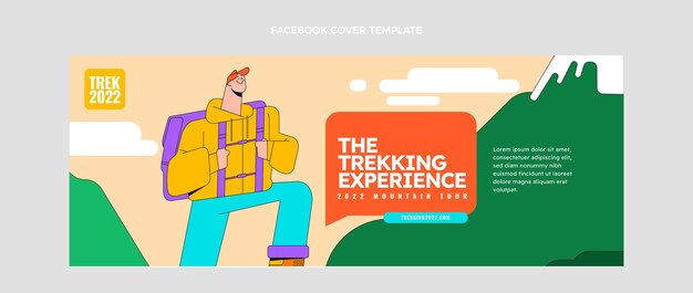 Capa de facebook de trekking de design plano desenhado à mão