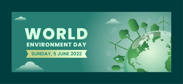 Capa de facebook gradiente do dia mundial do meio ambiente