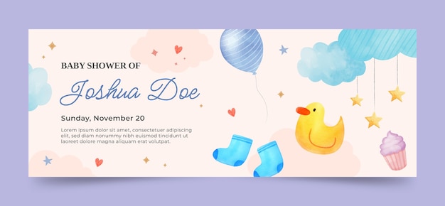 Capa de facebook para chá de bebê em aquarela