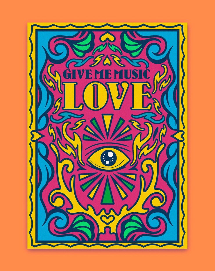 Vetor grátis capa de música psicodélica