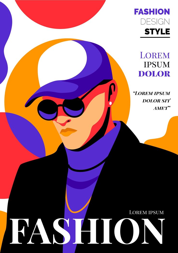 Vetor grátis capa de revista de moda detalhada