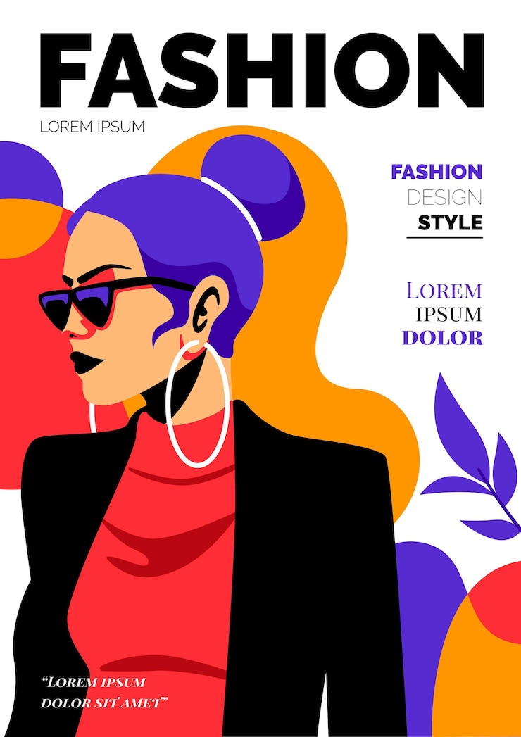 Vetor grátis capa detalhada de uma revista de moda