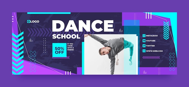 Capa do facebook da escola de dança de design plano