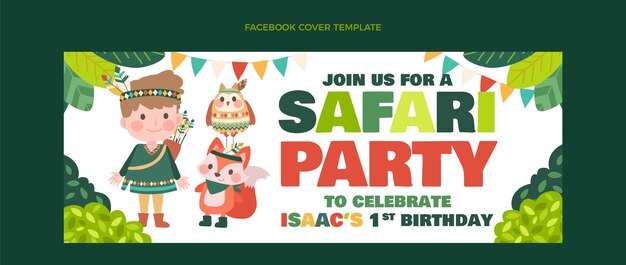 Capa do facebook da festa de aniversário da selva desenhada à mão