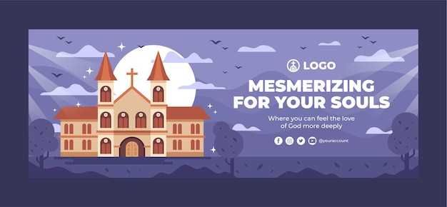 Vetor grátis capa do facebook da igreja cristã de design plano