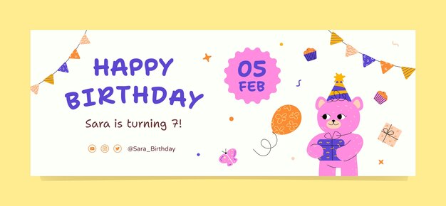 Capa do Facebook de comemoração de aniversário de design plano