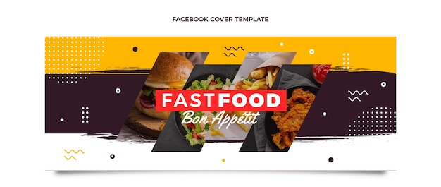 Capa do facebook de comida de design plano