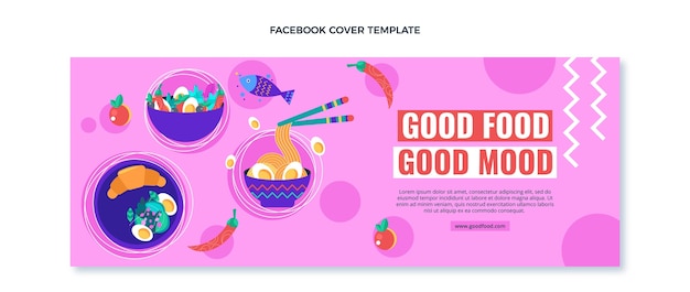 Vetor grátis capa do facebook de comida de design plano