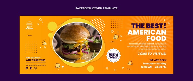 Vetor grátis capa do facebook de comida de design plano